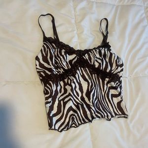 Barley worn brown zebra print top